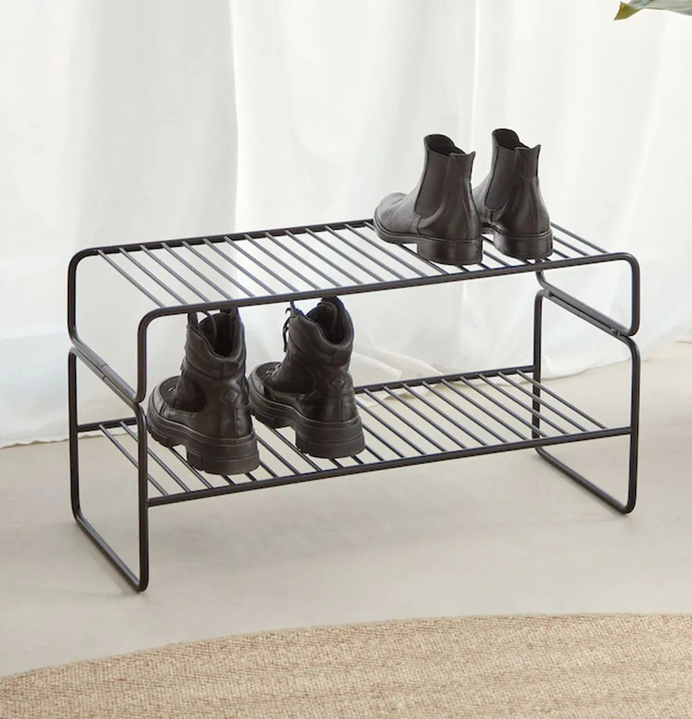Steel Shoe Rack Teak New York