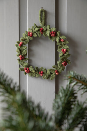 Green Wreath with Red Berries