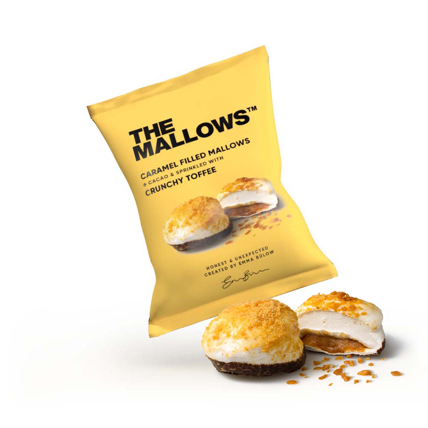 CARAMEL FILLED MALLOWS + CRUNCHY TOFFEE 11G